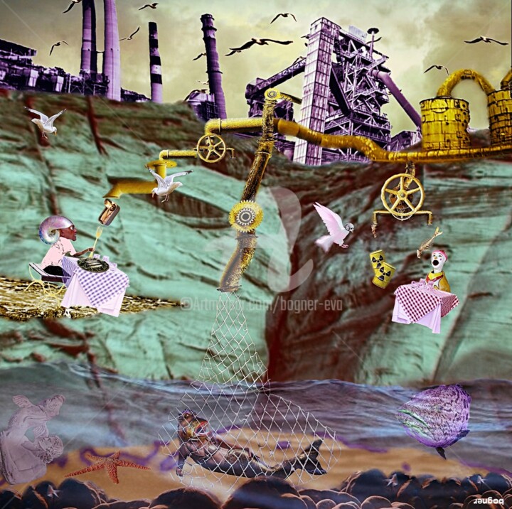 Digitale Kunst mit dem Titel "ein guter Fang?" von Bogner Eva, Original-Kunstwerk, Digitale Malerei