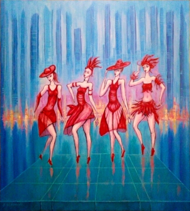 Pittura intitolato "Metropolis - karnaw…" da Bohdan Wincenty Łoboda, Opera d'arte originale, Acrilico