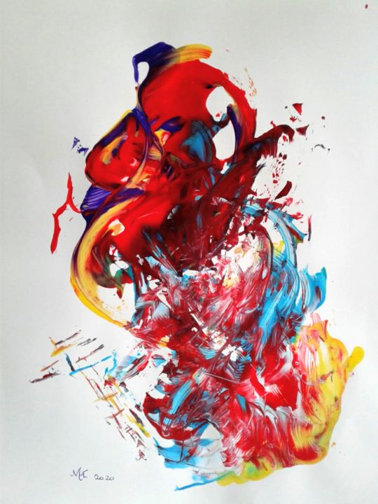 Painting titled "Burning Heart" by Marianne Huizinga, Original Artwork, Gouache
