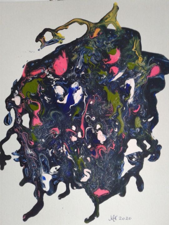 Ζωγραφική με τίτλο "Hades" από Marianne Huizinga, Αυθεντικά έργα τέχνης, Γκουάς