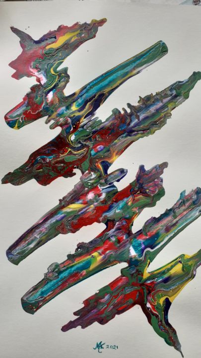 Peinture intitulée "Totem" par Marianne Huizinga, Œuvre d'art originale, Acrylique