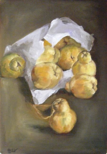 Painting titled "Still life with fru…" by Mihaela Mihailovici, Original Artwork, Oil