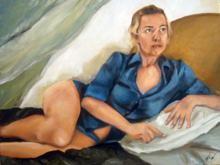 Painting titled "Life study of femal…" by Mihaela Mihailovici, Original Artwork, Oil