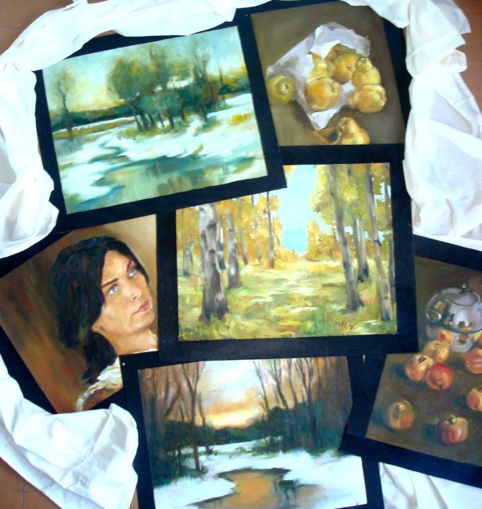 Painting titled "Collage paintings" by Mihaela Mihailovici, Original Artwork, Oil