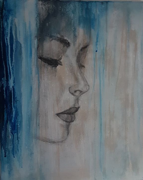 Painting titled "Rostro1" by Mihaela Mihailovici, Original Artwork, Acrylic