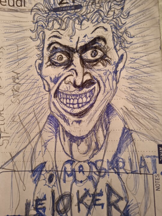 Drawing titled "Le joker..." by Bohmert Frederic, Original Artwork, Ballpoint pen