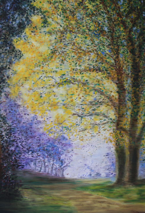 Painting titled "Bois d'automne" by Boiko Popov, Original Artwork, Acrylic