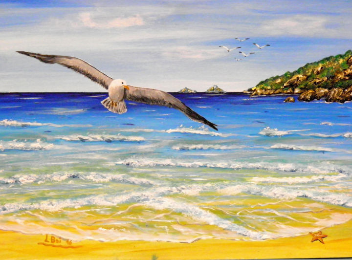 Painting titled "450-volare-sul-mare…" by Leandro Boi, Original Artwork, Other