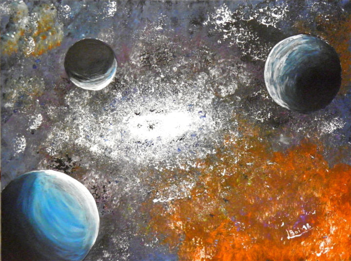 Pittura intitolato "galassia1.jpg" da Leandro Boi, Opera d'arte originale, Olio