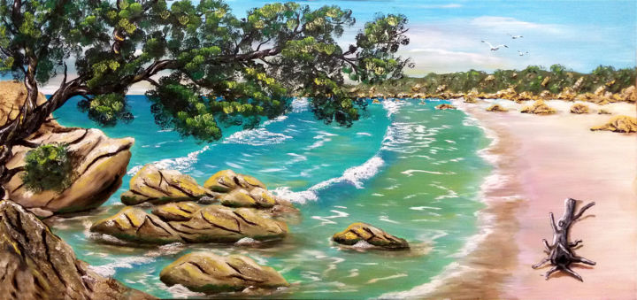 Painting titled "Isola di Budelli.jpg" by Leandro Boi, Original Artwork, Oil