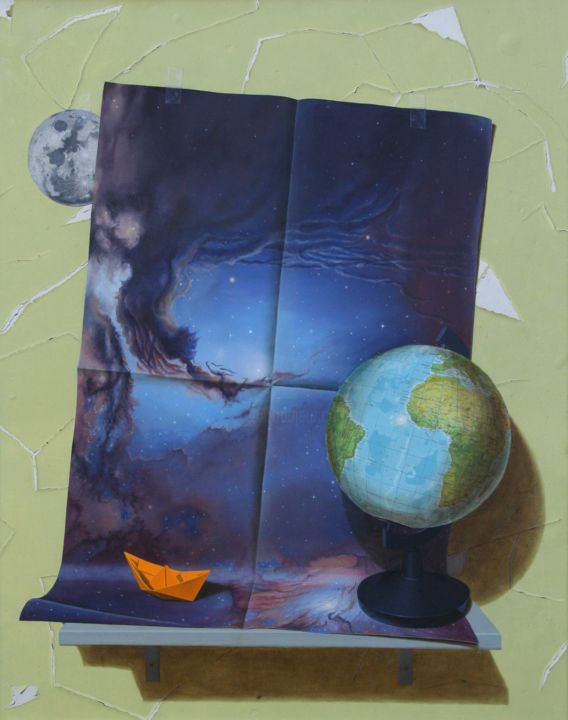 Painting titled "voyage-sur-lespace-…" by Dominique Bois, Original Artwork
