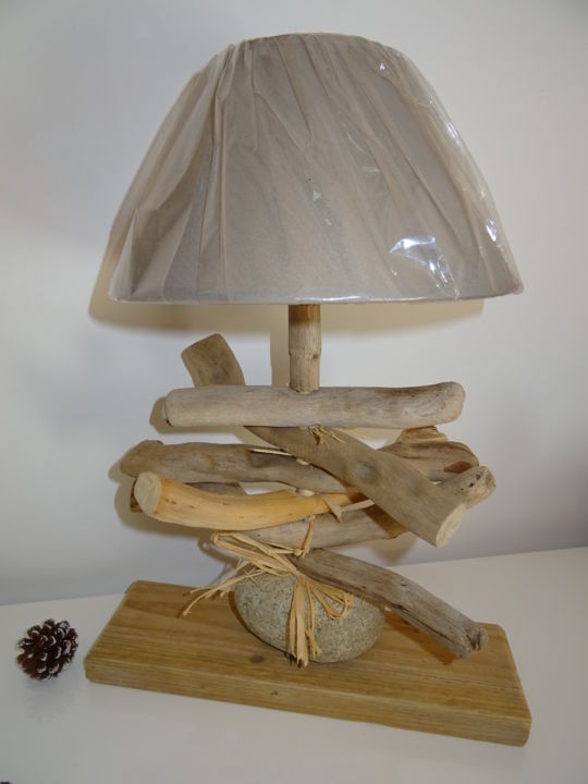 Artcraft titled "Lampe en bois flott…" by Bois Flottés Renaît Sens, Original Artwork, Home Décor