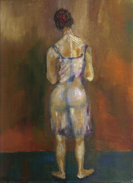 Painting titled "Nightgown" by Bojana Dimitrijevic, Original Artwork, Oil