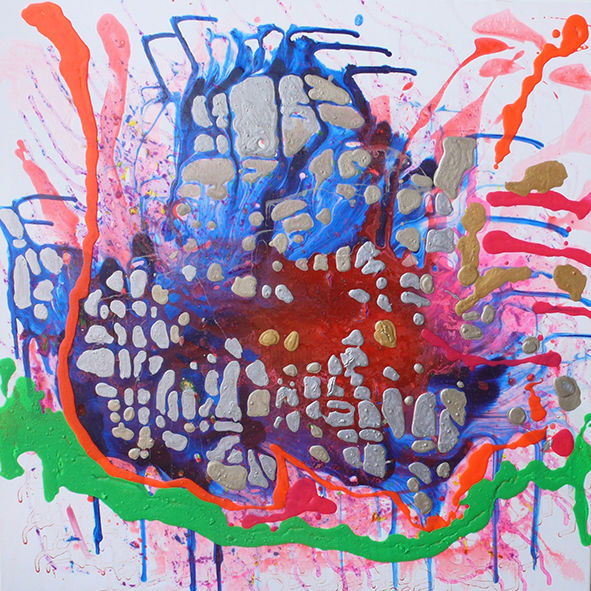 Peinture intitulée "organism-5-80x80.jpg" par Bojanuska, Œuvre d'art originale, Acrylique