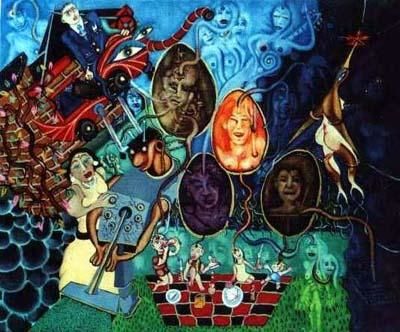 Painting titled "L'AN 2000" by Claude Bolduc, Original Art, Oil