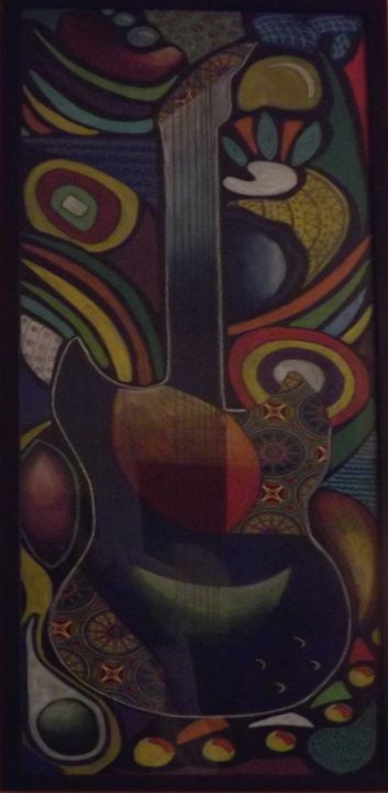 Schilderij getiteld "cheeze-guitar.jpg" door Fanette Brunante Crecent, Origineel Kunstwerk, Anders