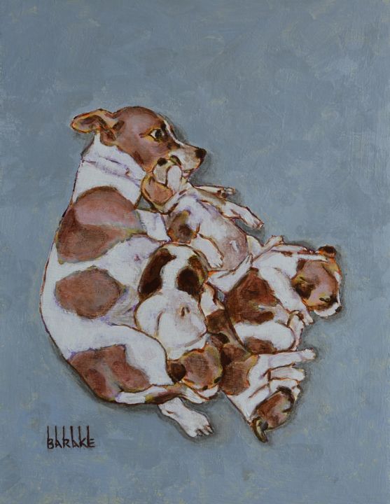 Painting titled "JACK RUSSELL MATERN…" by Barake Sculptor, Original Artwork, Acrylic