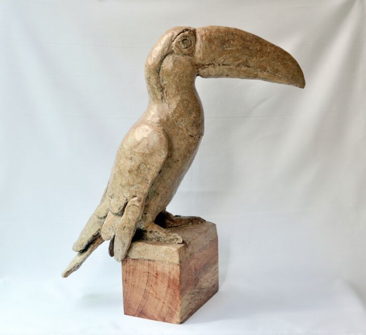 Sculpture titled "TOUCAN" by Barake Sculptor, Original Artwork, Cardboard