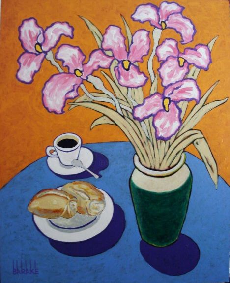 Painting titled "CAFÉ COM PÃES" by Barake Sculptor, Original Artwork, Acrylic