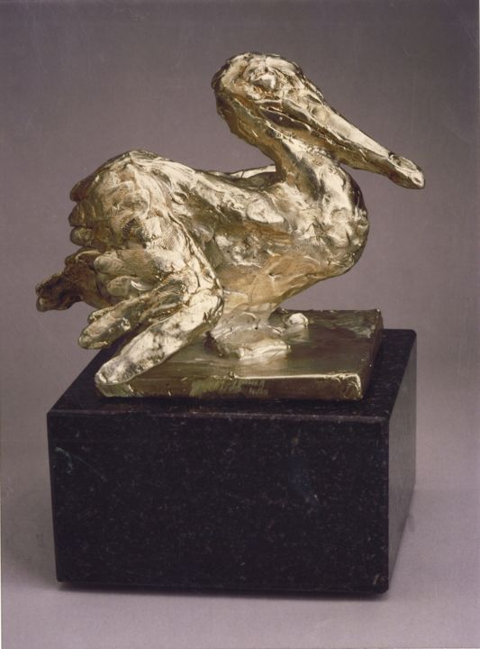 Sculpture intitulée "PELICAN  ARGENT950" par Barake Sculptor, Œuvre d'art originale, Métaux