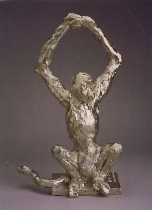 Sculpture titled "SINGE ARAIGNÉE  ARG…" by Barake Sculptor, Original Artwork, Metals