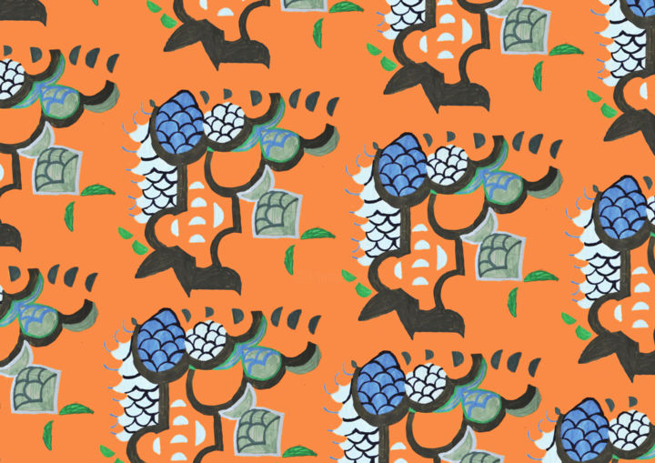 "Fish scales-foliage" başlıklı Tekstil Sanatı Katia Bondar tarafından, Orijinal sanat, Kumaş