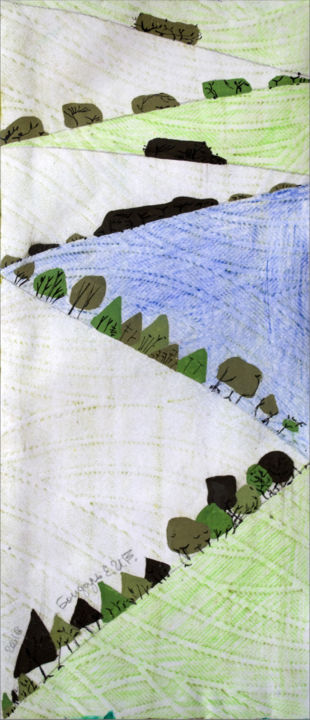 Рисунок под названием "The hills - zigzags" - Katia Bondar, Подлинное произведение искусства, Цветные карандаши