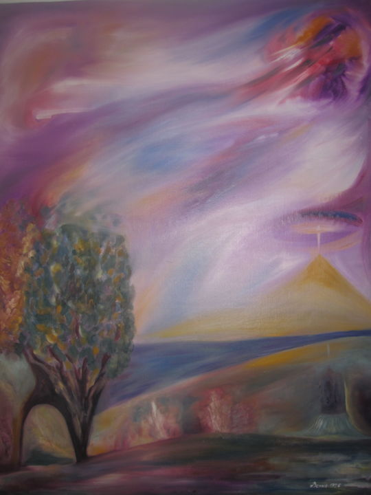 Painting titled "Fantastische Landsc…" by Bonka Toneva (Bona), Original Art, Oil