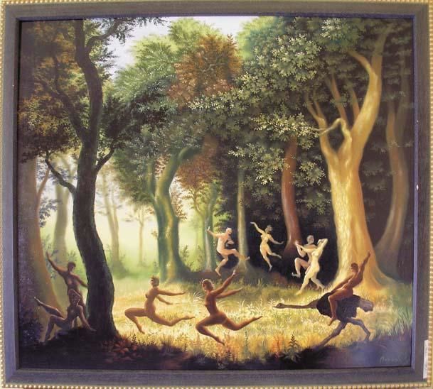 Painting titled "Frayeur dans la cla…" by Bernard Bonnarel, Original Artwork, Oil