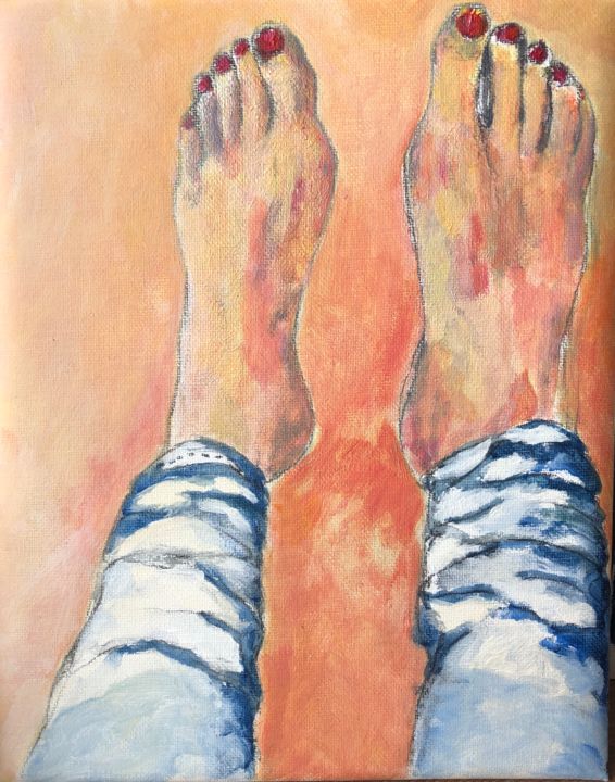 Painting titled "Pieds" by Charlotte Bonnet, Original Artwork, Acrylic