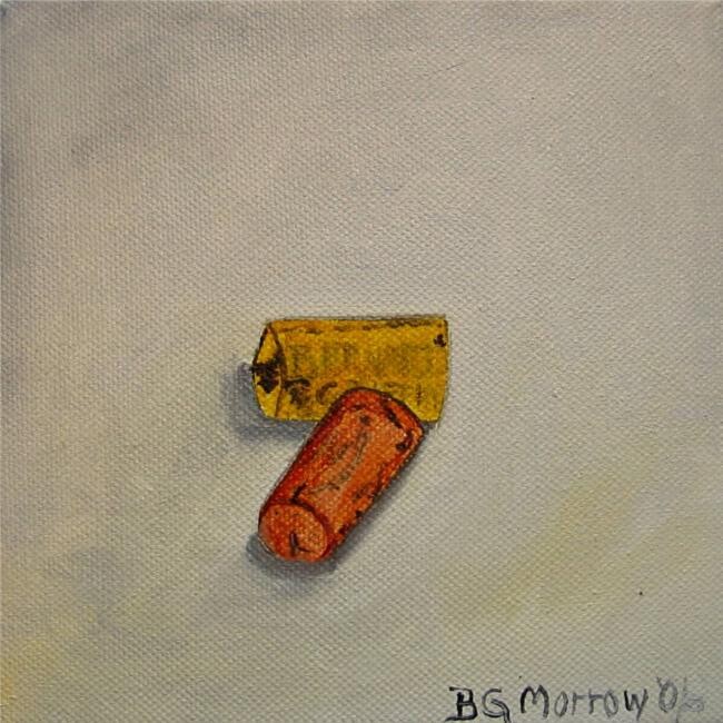 Painting titled "WINE CORKS" by Bonnie G Morrow, Original Artwork, Oil