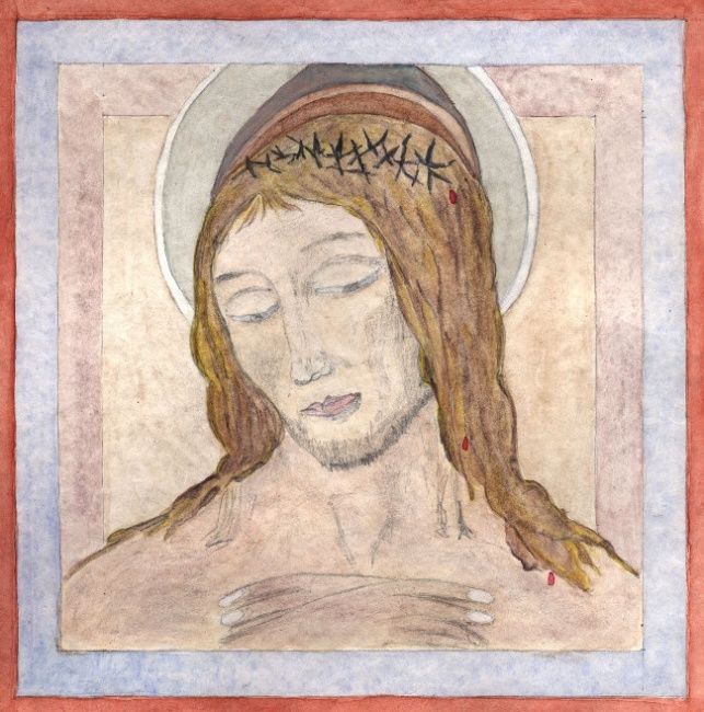 Painting titled "Le Christ" by Sylvie Chatenet, Original Artwork