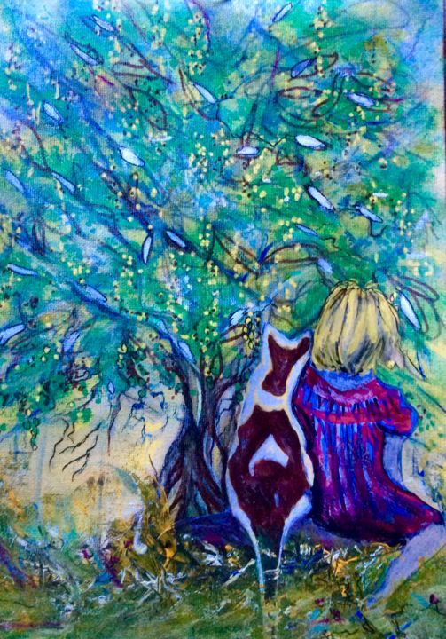 Painting titled "“My Friend and I “" by Bernadette Cavanough, Original Art, Acrylic