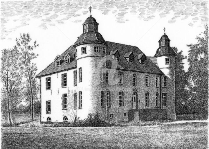 Drawing titled "Haus Dieprahm (1) i…" by Boosartigkeiten Von Hans Boos, Original Artwork, Charcoal