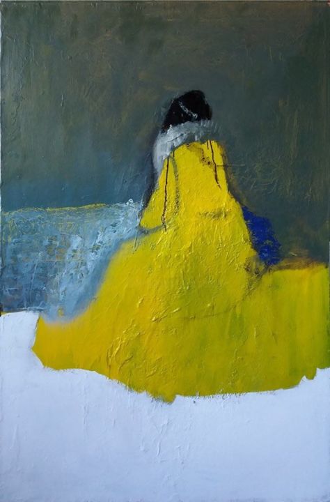 Painting titled "giallo" by Angelo Bordiga, Original Artwork