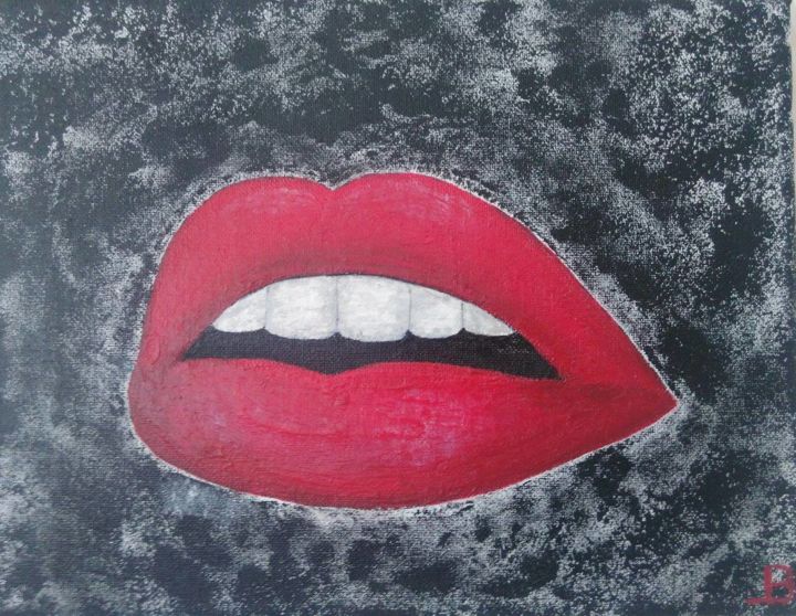 Malerei mit dem Titel "Bouche" von Tylane Bordes, Original-Kunstwerk, Acryl