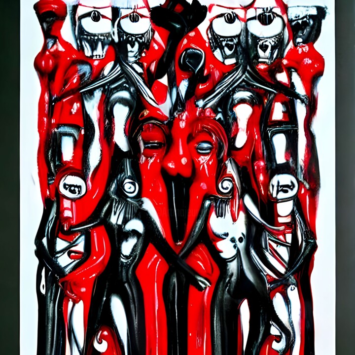 Картина под названием "Human blood carnaval" - Борис Тетюшин, Подлинное произведение искусства, Масло