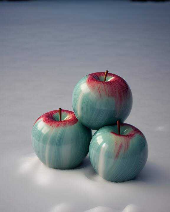 Digital Arts titled "apples in the snow" by Boris Tetiushin, Original Artwork, Digital Photography