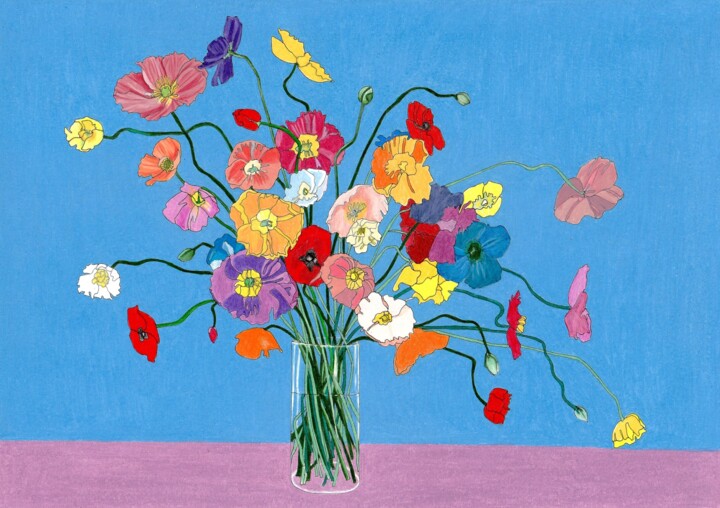 Dessin intitulée "Bouquet n°8" par Sandrine Borgniet, Œuvre d'art originale, Crayon