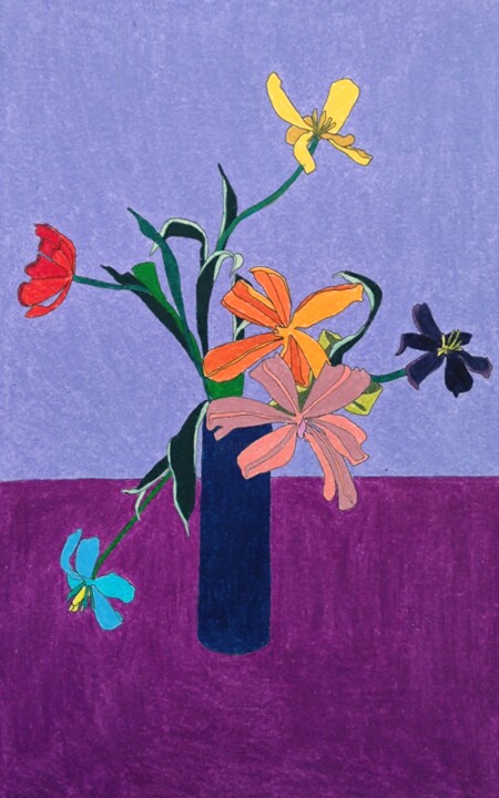 Σχέδιο με τίτλο "Bouquet n°5" από Sandrine Borgniet, Αυθεντικά έργα τέχνης, Μολύβι