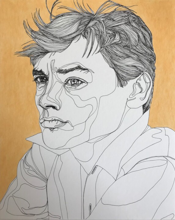 "Portrait d'Alain De…" başlıklı Resim Sandrine Borgniet tarafından, Orijinal sanat, Işaretleyici