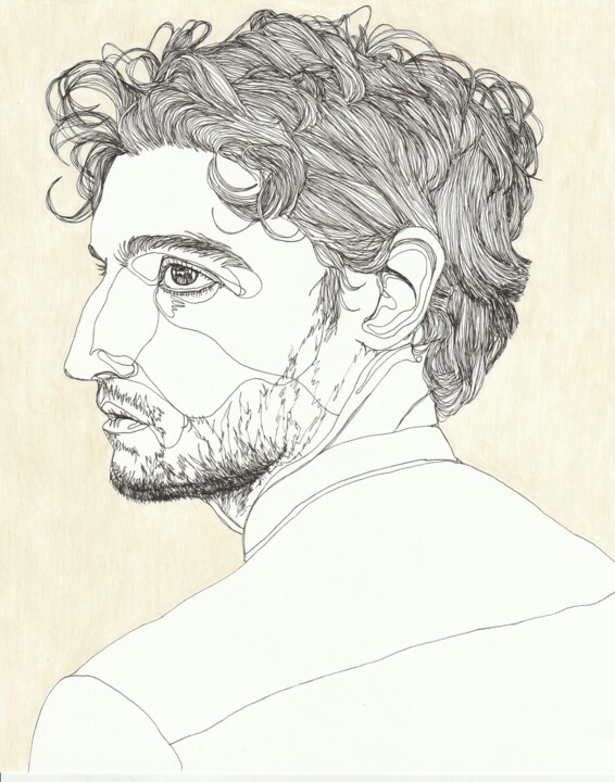 Drawing titled "Portrait de Louis G…" by Sandrine Borgniet, Original Artwork, Pencil