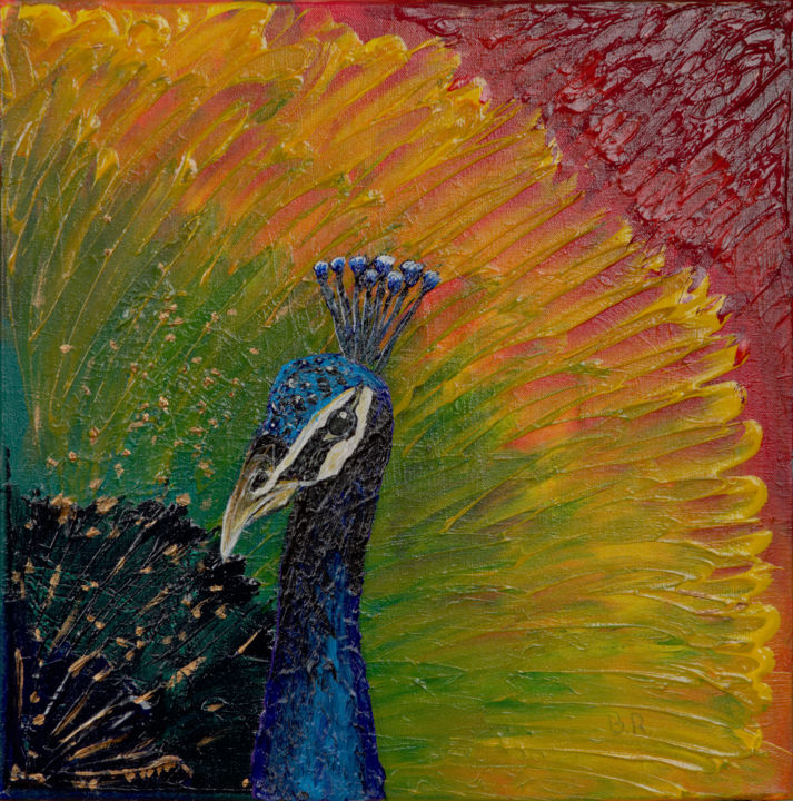 Картина под названием "Peacock" - Boris Rudnitskiy, Подлинное произведение искусства, Акрил