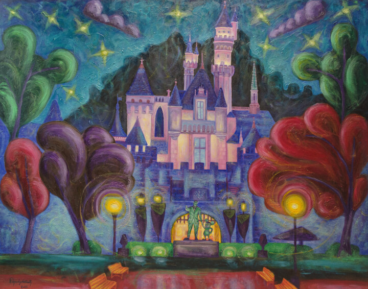 Painting titled "Disney" by Boris Subotic, Original Artwork, Oil Mounted on Wood Stretcher frame