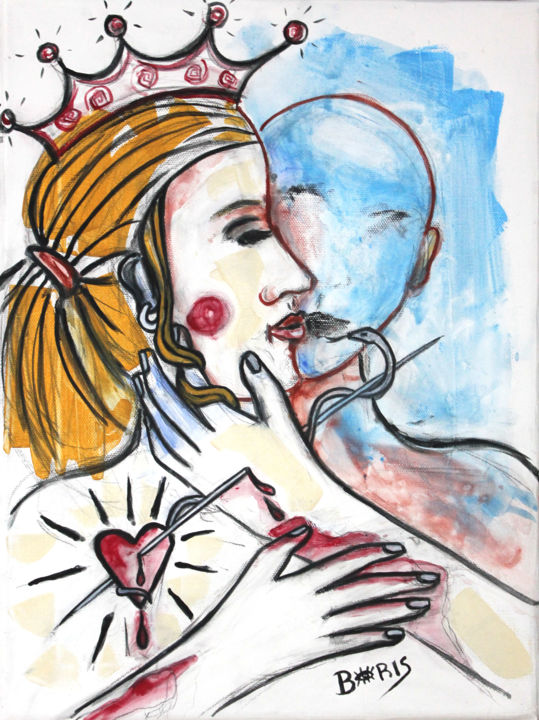 Malerei mit dem Titel "Les amoureux" von Boris Akielaszek, Original-Kunstwerk