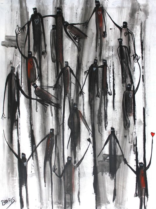 Malerei mit dem Titel "Les ombres fuyantes" von Boris Akielaszek, Original-Kunstwerk