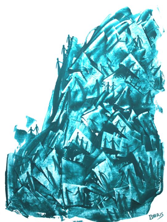 Peinture intitulée "La montagne turquoi…" par Boris Akielaszek, Œuvre d'art originale
