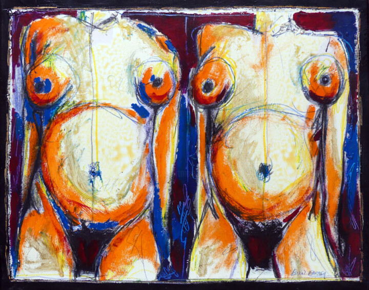 Peinture intitulée "Les poules pondeuses" par Boris Barbey, Œuvre d'art originale, Acrylique