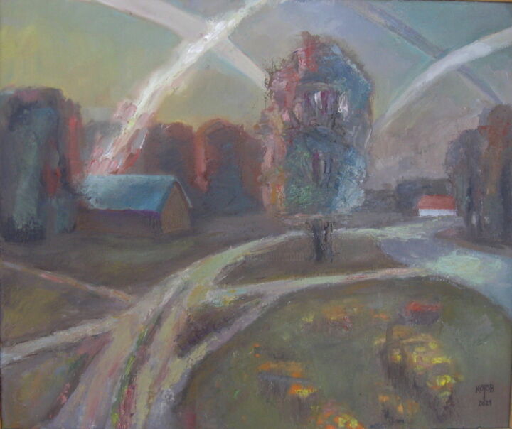 Картина под названием "Дороги" - Boris Kotov, Подлинное произведение искусства, Масло