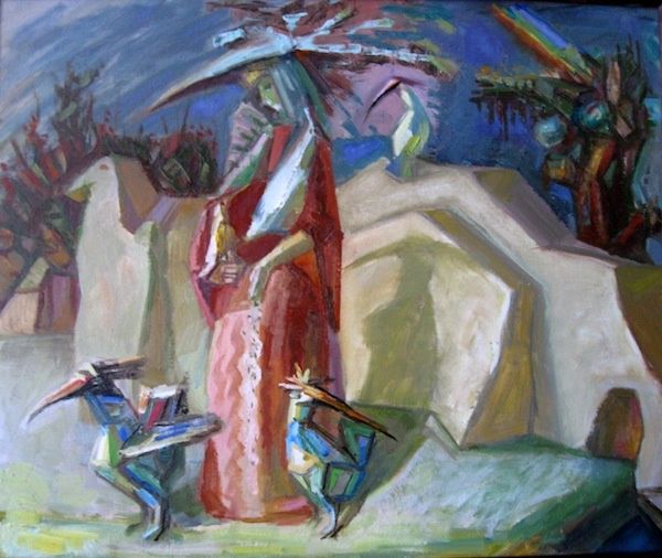 Painting titled "Птичница" by Boris Kotov, Original Artwork, Other